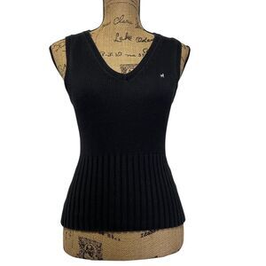 Old Navy‎ Black Ribbed Sweater Vest Classic Fitted Style Size Small